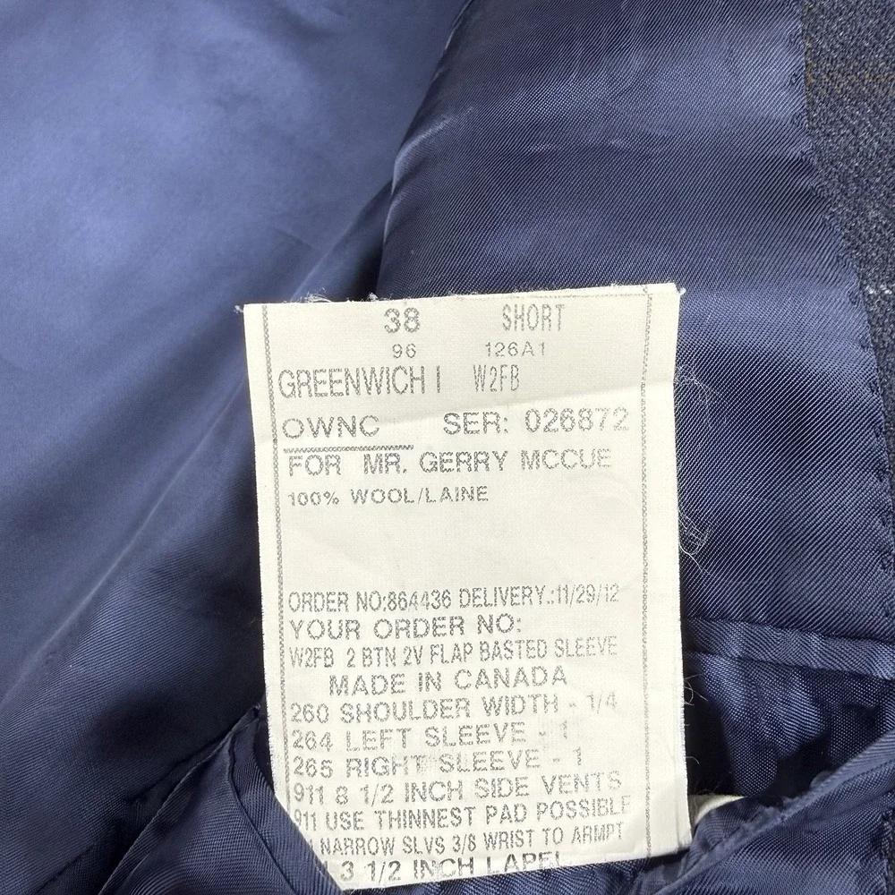 The Andover Shop Windowpane Sports Coat Blazer 2 Button Blue Mens Size 38 Short